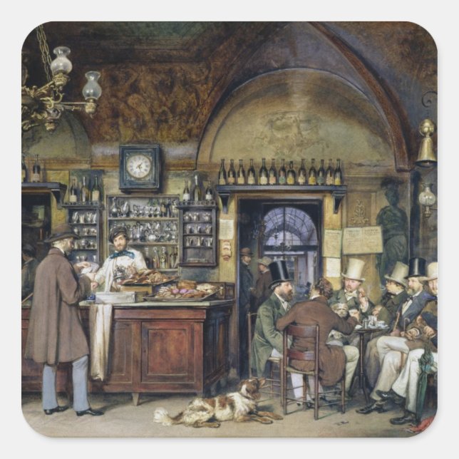 Sticker Carré Le Café à Rome, 1856 (Devant)