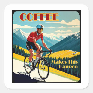 Sticker Carré Le Café Fait Que Cela Se Passe En Cyclisme