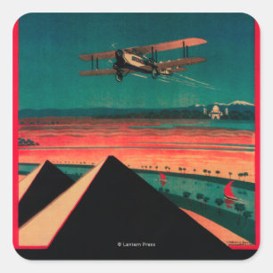 Sticker Carré Le Caire - Bagdad - Poster vintage aérien de Karac