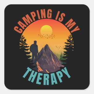 Sticker Carré Le camping est mon cadeau de vacances en plein air