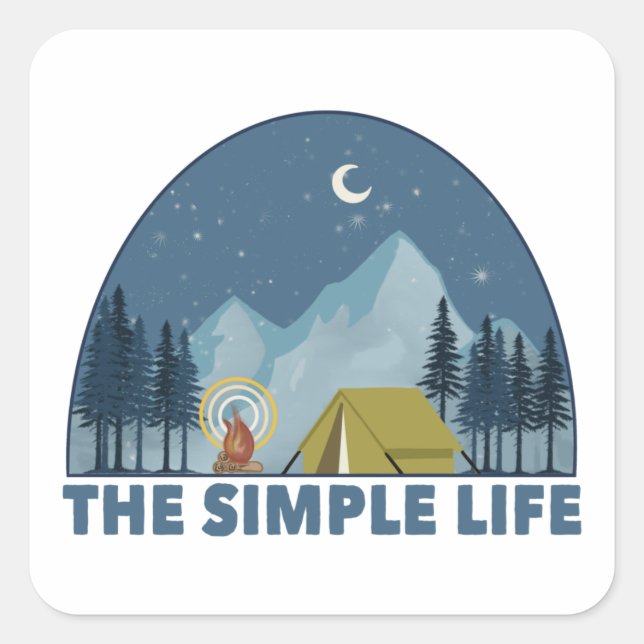 Sticker Carré Le Camping Simple Life (Devant)