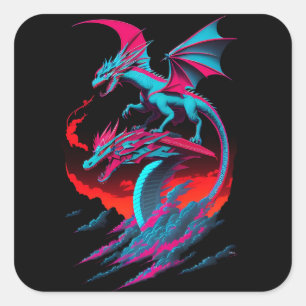 Sticker Carré Le Cavalier de Surf du Dragon