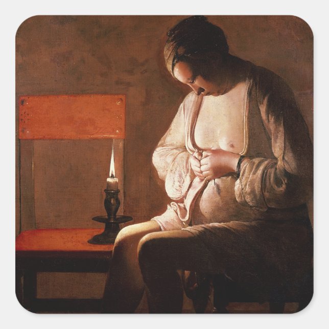 Sticker Carré Le chasseur de puces (Devant)