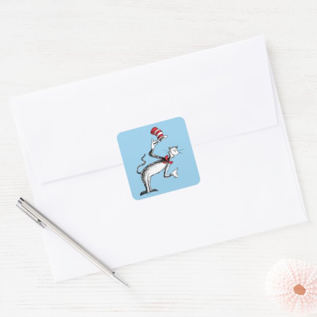 Sticker Carré Le Chat Chapeauté S'incline (Enveloppe)