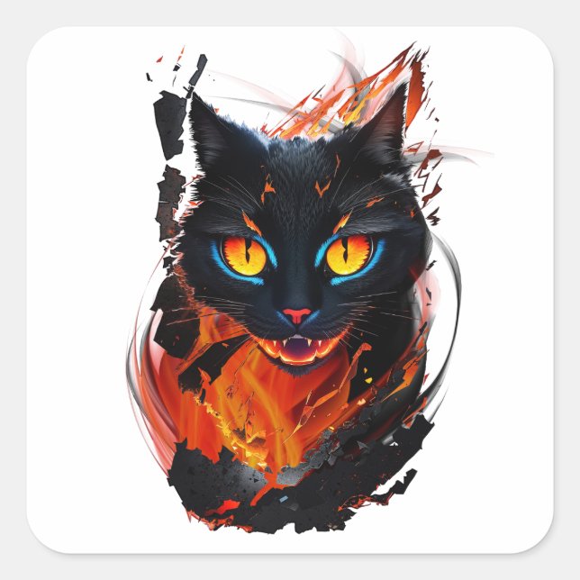 Sticker Carré Le chat en enfer (Devant)