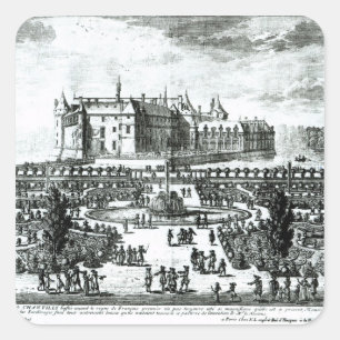 Sticker Carré Le Château de Chantilly et les jardins conçus