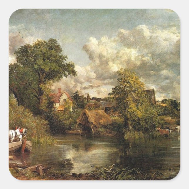 Sticker Carré Le Cheval Blanc par John Constable, (Devant)