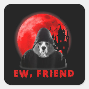 Sticker Carré Le chien Beagle d'Halloween Dons Vampire