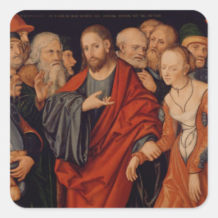 Sticker Carré Le Christ et la Femme pris dans l'adultère