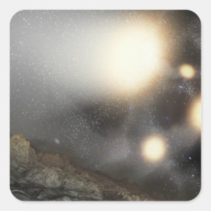 Sticker Carré Le ciel nocturne vu d'un avion hypothétique