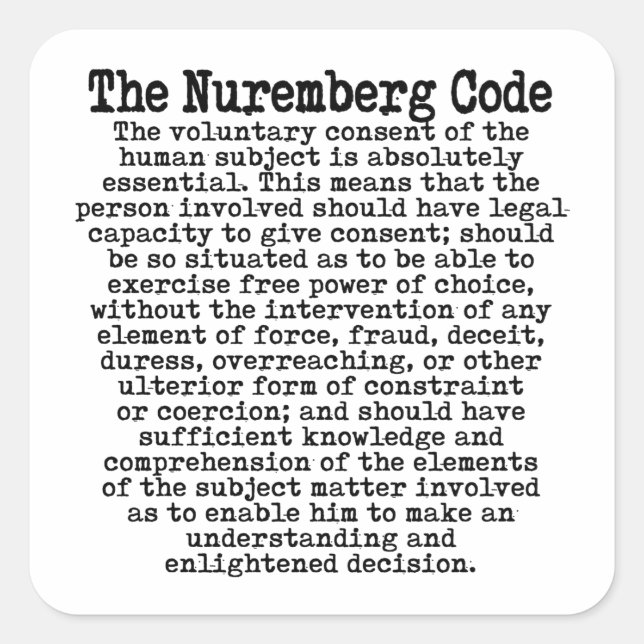 Sticker Carré Le Code de Nuremberg (Devant)