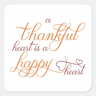 Sticker Carré le coeur reconnaissant est un thanksgiving heureux