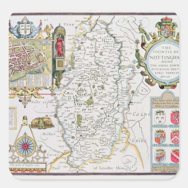 Sticker Carré Le comte de Nottingham, gravé par Jodocus (Devant)