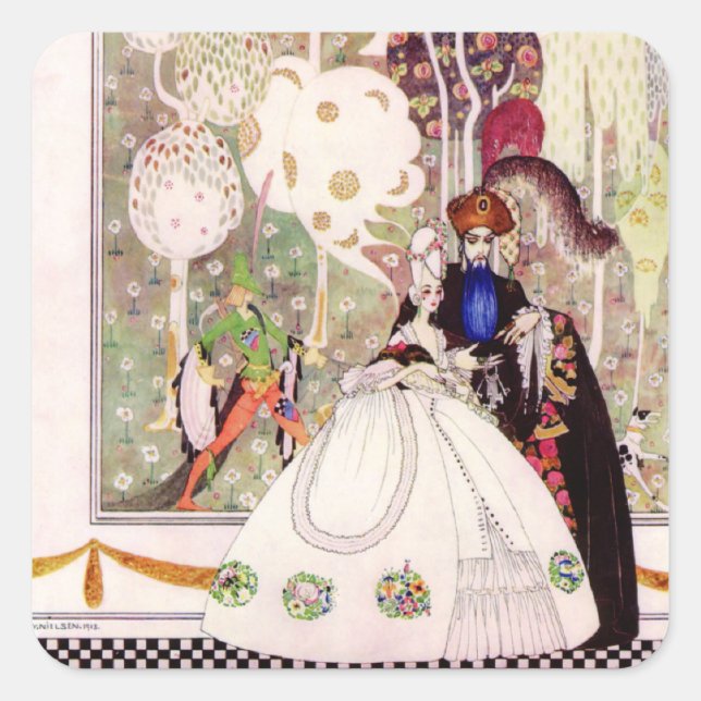 Sticker Carré Le conte de fées de Kay Nielsen, la barbe bleue et (Devant)