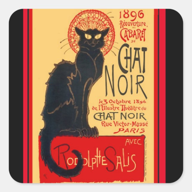 Sticker Carré Le Conversation Noir, Chat Noir, Art (Devant)