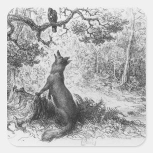 Sticker Carré Le Corbeau et le Renard