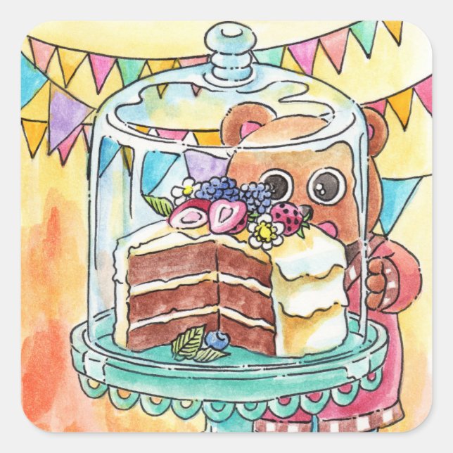 Sticker Carré Le cri pour le gâteau (Devant)