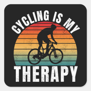 Sticker Carré Le cyclisme est ma thérapie Typographie Vintage Dr