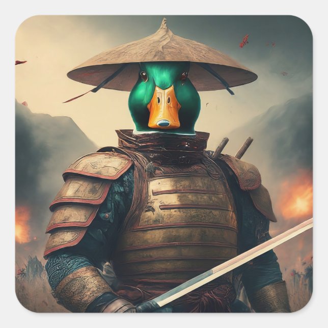 Sticker Carré Le défenseur du canard (Devant)