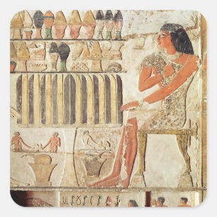 Sticker Carré Le défunt devant une table de nourriture