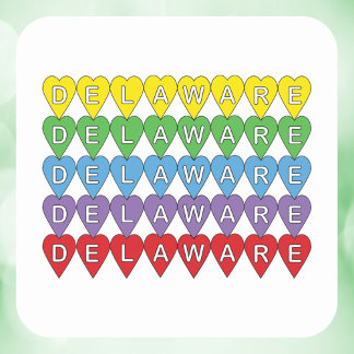 Sticker Carré Le Delaware Rainbow Hearts