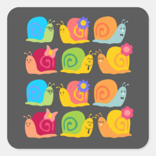 Sticker Carré Le design des petits escargots