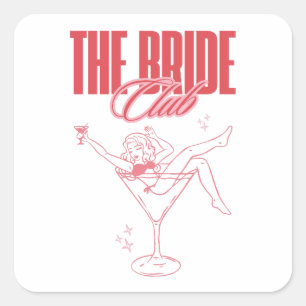 Sticker Carré Le Design du Club de la Mariée Verre à Martini F