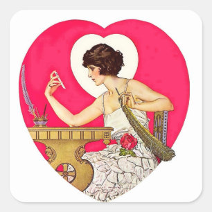 Sticker Carré Le Désir du cœur par C Coles Phillips