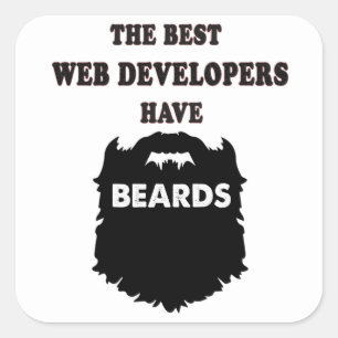 Sticker Carré le développeur web a les barbes, cadeau pour lui