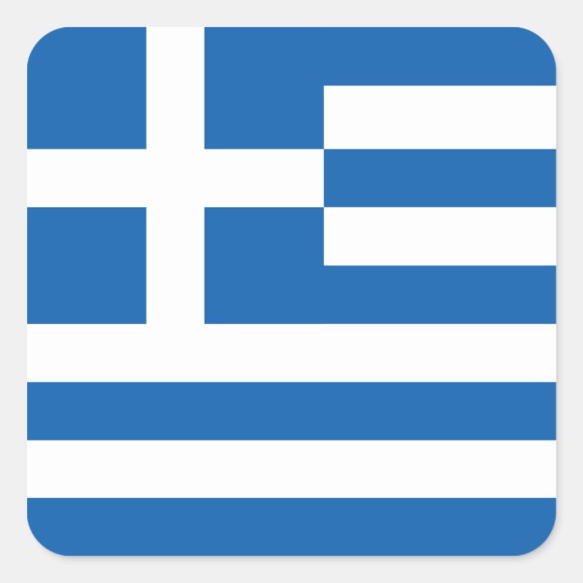 Sticker Carré Le Drapeau de Grèce (Devant)