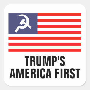 Sticker Carré Le drapeau de Trump America First Hammer & Sickle