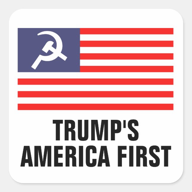 Sticker Carré Le drapeau de Trump America First Hammer & Sickle (Devant)
