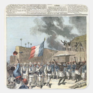 Sticker Carré Le drapeau français entrant dans Abomey