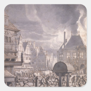 Sticker Carré Le feu à vieux hôtel de ville à Amsterdam