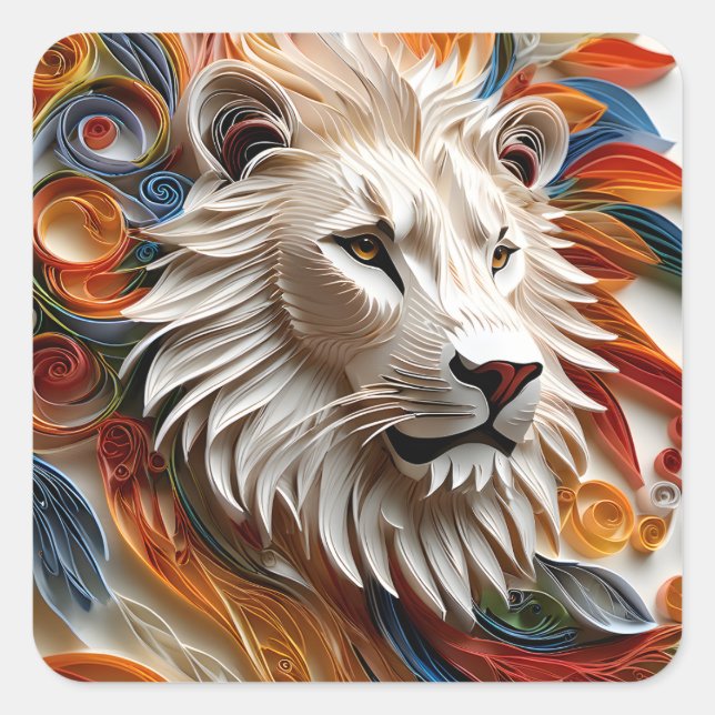 Sticker Carré Le film Paper Cut Lion est un conte déchirant (Devant)