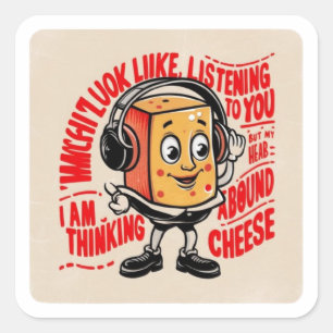 Sticker Carré Le fromage a un visage convivial