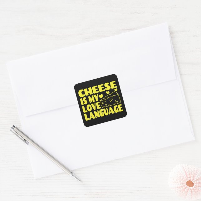 Sticker Carré Le fromage est ma langue d'amour - Chesse amoureux (Enveloppe)