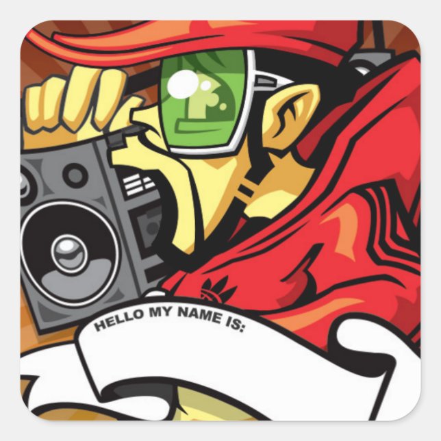 Sticker Carré Le garçon Beastie (Devant)