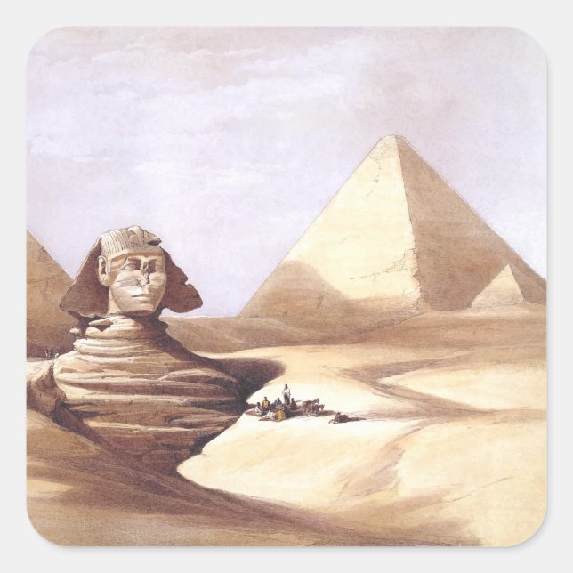 Sticker Carré Le Grand Sphinx, Pyramides de Gizeh (Devant)
