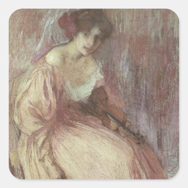 Sticker Carré Le jeune violoniste (Devant)