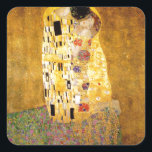 Sticker Carré Le Kiss Gustav Klimt<br><div class="desc">Peintre autrichien impérial Gustav Klimt,  chef-d'oeuvre : La peinture de Kiss</div>