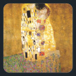 Sticker Carré Le Kiss Gustav Klimt<br><div class="desc">Peintre autrichien impérial Gustav Klimt,  chef-d'oeuvre : La peinture de Kiss</div>