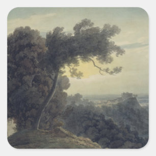 Sticker Carré Le lac d'Albano et de château Gandolfo, c.1783-85