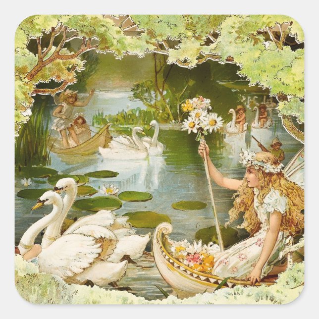 Sticker Carré « Le lac des fées » par E S Hardy (Devant)