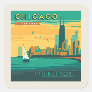 Sticker Carré Le Lakefront   Chicago, Illinois