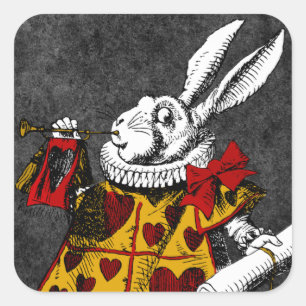 Sticker Carré Le lapin blanc {{{ Alice au pays des merveilles }}