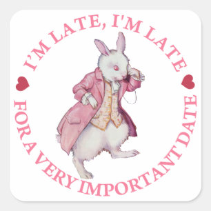 Sticker Carré Le lapin blanc d'Alice au pays des merveilles