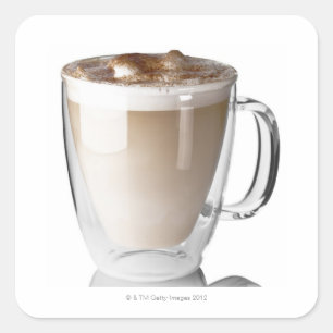 Sticker Carré Le latte de Caffe, sur l'arrière - plan blanc, a