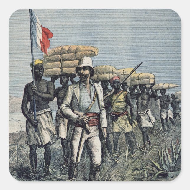 Sticker Carré Le lieutenant Mizon sur sa mission de 1892 (Devant)