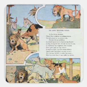 Sticker Carré Le lion vieillissant, des fables